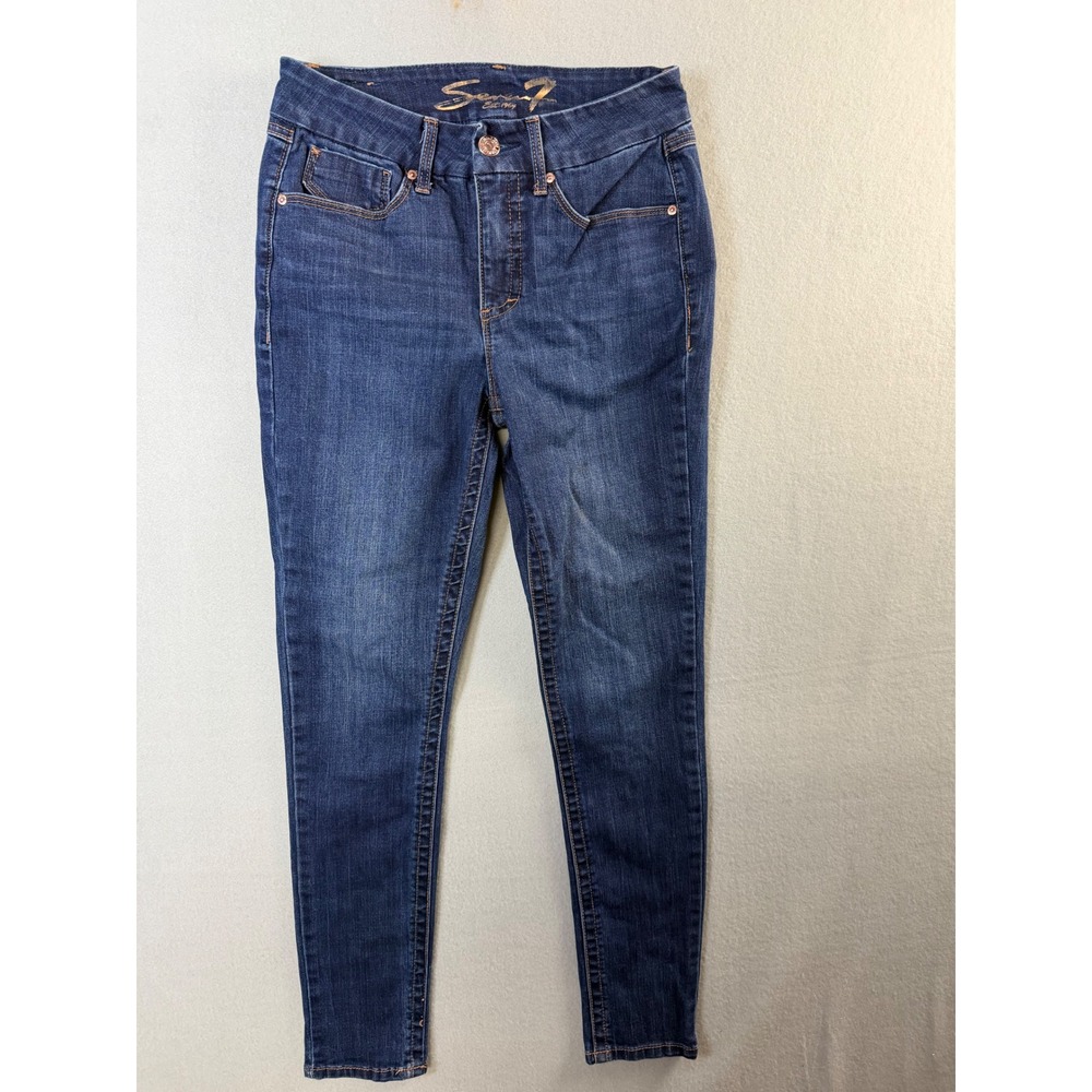 Seven7 Womens Size 6 Skinny Jeans Dark Wash Excellent Stretch Mid Rise Blue